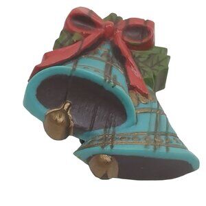 Vintage Blue Bells Woodlook Christmas Brooch Resin 1970s